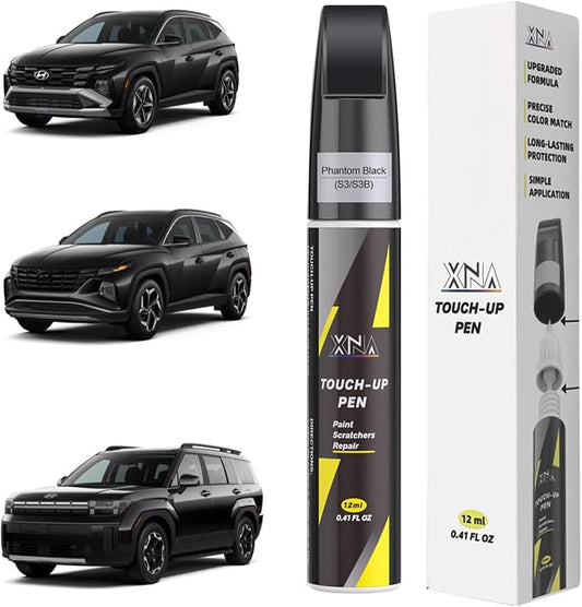 XNA Phantom Black(S3/S3B) for Hyundai Touch Up Paint, Car Scratch Remover for Nicks and Chips Repair, 2-In-1 Quick & Easy Fix Car Scratch Repair Kit with Exact Color-Matched