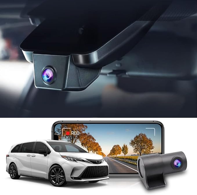 Fitcamx Front 2160P+Rear 1080P Dash Cam for 2021-2026 Toyota Sienna LE Limited XLE Platinum XSE (XL40), OEM Factory Look, Dual HD Video, WiFi & APP, Loop Recording, G-Sensor, Easy to Use, 128GB Card