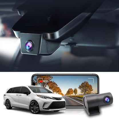 Fitcamx Front 2160P+Rear 1080P Dash Cam for 2021-2026 Toyota Sienna LE Limited XLE Platinum XSE (XL40), OEM Factory Look, Dual HD Video, WiFi & APP, Loop Recording, G-Sensor, Easy to Use, 128GB Card