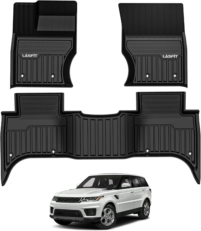 LASFIT Floor Mats for Range Rover Sport 2014-2022 (Not for Discovery/Evoque), TPE All Weather Custom Fit for Land Rover Sport Floor Liners 1st & 2nd Row Car Mats, Black, Easy to Clean