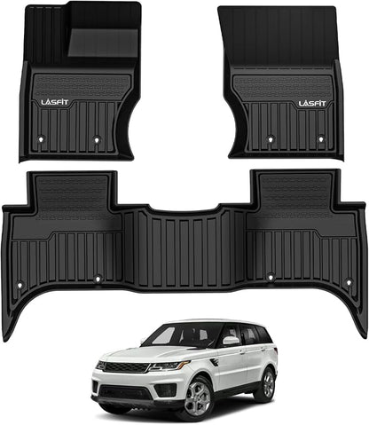 LASFIT Floor Mats for Range Rover Sport 2014-2022 (Not for Discovery/Evoque), TPE All Weather Custom Fit for Land Rover Sport Floor Liners 1st & 2nd Row Car Mats, Black, Easy to Clean