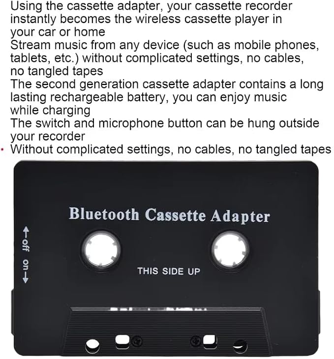 Cassette Bluetooth Adapter for Car, Wireless 5.1 Bluetooth Cassette Adapter, Wireless Cassette Receiver for Car
