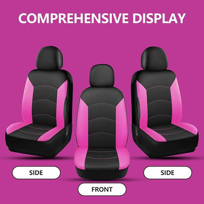 HChengkikz Car Seat Covers Front Seat, Waterproof Neoprene Car Seat Covers, Airbag Compatible, All Season Protection Universal Fit Most Cars, Trucks, SUVs (Black + Pink)