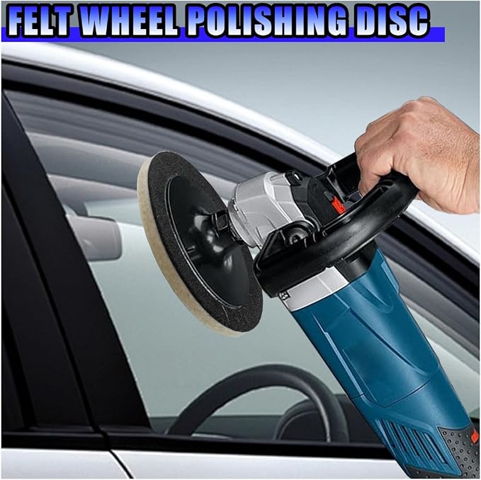 5PCS Car Glass Polishing Pads, 6" Wool Felt Buffing Wheel Polishing Pad Discs with Hook & Loop Back, Random Orbital Sander Polish Pad for Remove Scratch from Windshield, Window(6IN)