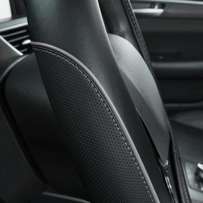 Car Pass Color Piping Microfiber Leather Universal Fit Steering Wheel Cover,Perfectly fit for 14.5-15 inches Suvs,Vans,Trucks,Sedans,Cars,Automotive(Black & Gray or Grey)