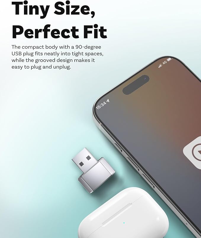 OTTOCAST Mini 3.0 Silver 2-in-1 Wireless CarPlay & Android Auto Adapter – Plug & Play for iPhone/Android, Dual-Phone Memory, Dual-Band WiFi (2.4/5GHz), Auto-Reconnect