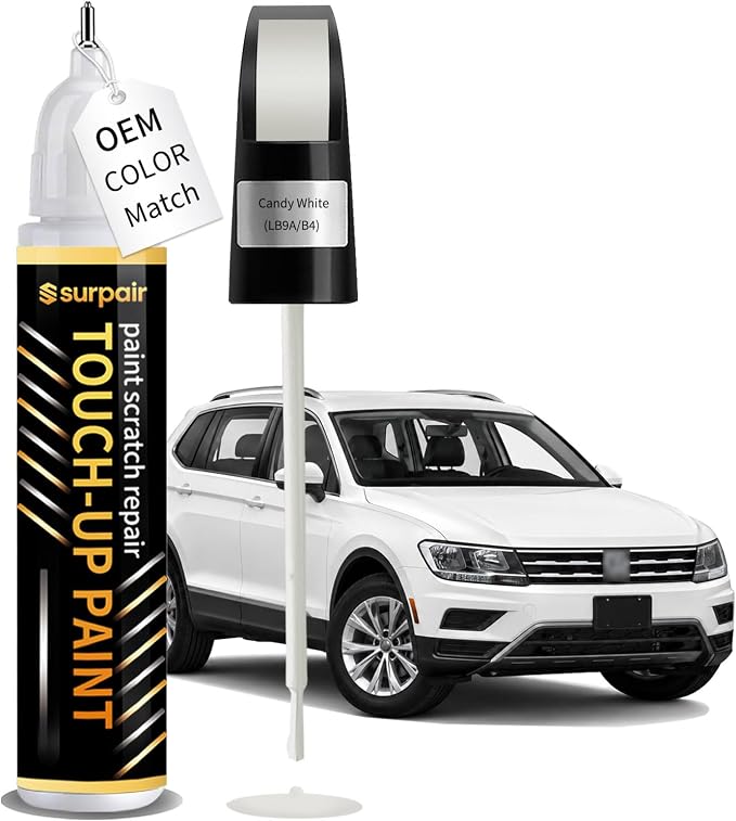 Candy White LB9A/B4 Touch up Paint for Volkswagen OEM Color Match Car Scratch Repair Kit for Nicks & Chips Scratches Quick & Easy Paint Fix 2-In-1 Car Scratch Remover Pen