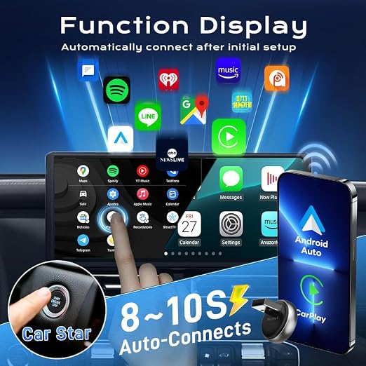 Wireless CarPlay Adapter Carlinkit MINI Ultra3│Plug & Play Convert Wired Carplay to wireles s CarPla y│Convert Wired Android AUTO to wireles s Androi d Auto│for OEM CarPla-y & OEM Android AUT-o Cars