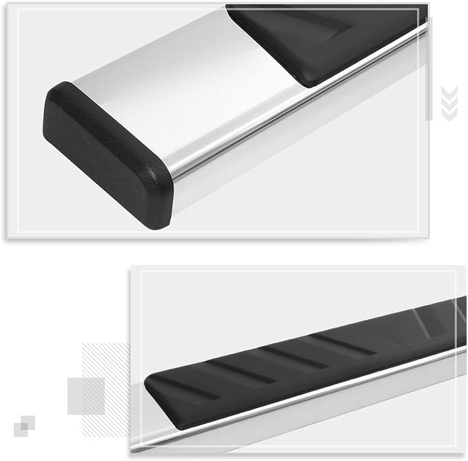 [Pair] 5 Inch Chrome Stainless Running Boards Side Steps Nerf Bars Compatible with 07-19 Chevy Silverado/GMC Sierra Crew Cab