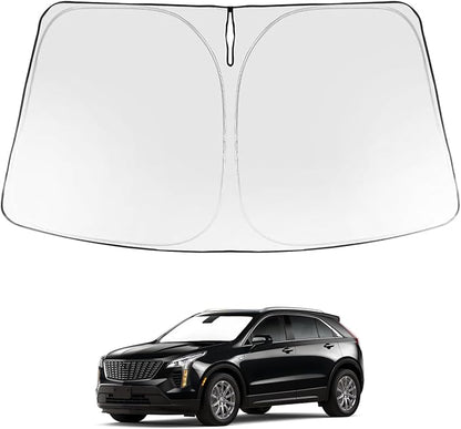 Proadsy Windshield Sun Shade for Cadillac XT4 2019-2025 2026 4-Layer Foldable Front Sunshade Protector Sun Visor Blocks UV Rays Keep Car Cooler