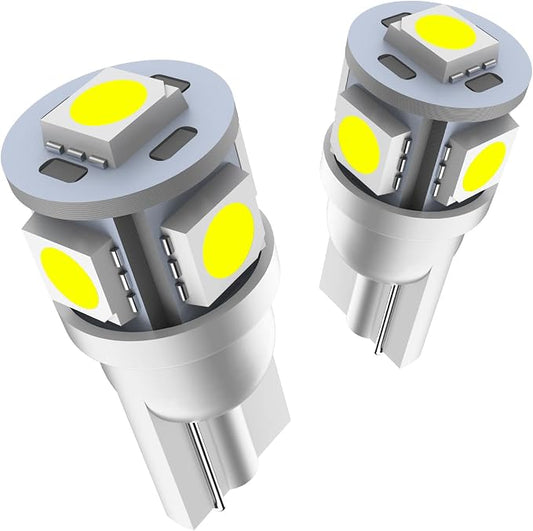 Marsauto 194 LED Bulbs 168 T10 2825 5SMD LED Bulbs Car Dome Map License Plate Lights Lamp White 12V, Tail Light Covers (Pack of 2)