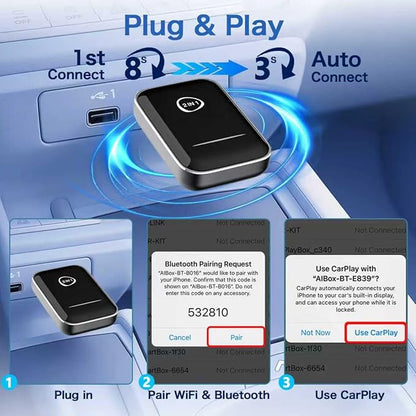 2-in-1 Wireless CarPlay & Android Auto Adapter (2026 Upgraded), Fast 5GHz/2.4GHz Dual-Band WiFi, No Delay Plug & Play Dongle, Auto-Connect Mini Adapter for Wired CarPlay/Android Auto Cars
