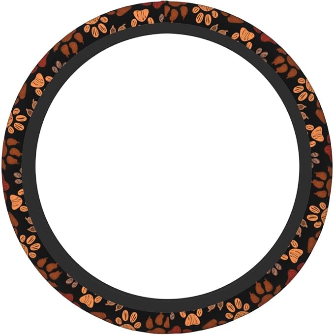 Dog Cat Paw Print Steering Wheel Cover Anti-Slip,Sweat Absorption Universal 15 inch Steering Wheel Covers Cute car Accessories for Men Women