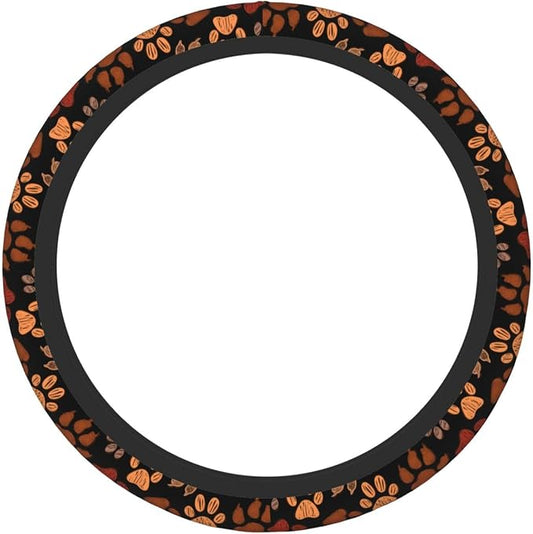 Dog Cat Paw Print Steering Wheel Cover Anti-Slip,Sweat Absorption Universal 15 inch Steering Wheel Covers Cute car Accessories for Men Women