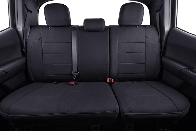 coverdream 2nd Gen Tacoma Seat Covers Custom Fit for 2012-2015 Toyota Tacoma Double Cab/Crew Cab (TRD Sport Seats),Fully Covered Polyester Truck Seat Protector-Full Set(Black)
