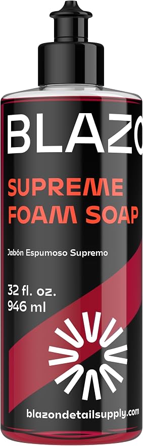 BLAZON Supreme Foam Soap (XL 32 oz) Insanely Foamy Streak-Free Car Wash Soap for Max Cleaning Power- Foam Cannon, Gun, or Bucket Wash- Cars, Trucks, RVs, Boats, More– Strawberry Banana Scent