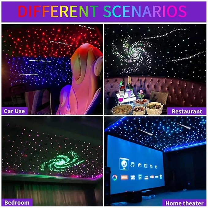 32W Starlight Headliner Light,1300pcs 9.8ft Dual Port Dual Color LED Star Ceiling Fiber Optic Light Kit APP/Remote Control White Shooting Star,for Car/Home/Party