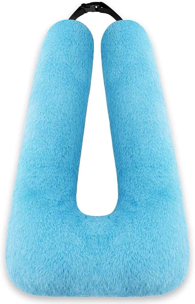 Swemos Travel Pillow, Car Pillow for Kids & Adults - Ergonomic Travel Pillows Sleeping Aid for Neck & Body Support, Car Travel Essentials Pillow on Road Trips-Gray (Blue)