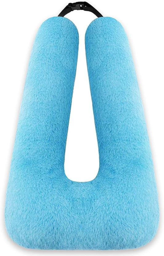 Swemos Travel Pillow, Car Pillow for Kids & Adults - Ergonomic Travel Pillows Sleeping Aid for Neck & Body Support, Car Travel Essentials Pillow on Road Trips-Gray (Blue)