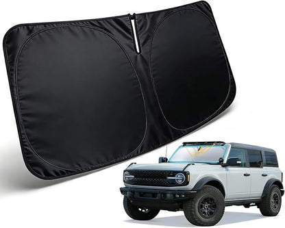 Windshield Sun Shade for Ford Bronco (Not for Bronco Sport) 2021-2024 2025 2026 Accessories Car Front Window Sun Visor & Heat Shield | 420D Sunshade Protection Blocks UV Rays