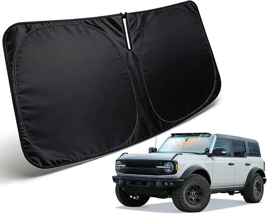 Windshield Sun Shade for Ford Bronco (Not for Bronco Sport) 2021-2024 2025 2026 Accessories Car Front Window Sun Visor & Heat Shield | 420D Sunshade Protection Blocks UV Rays