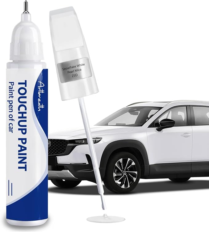 Snowflake White Pearl Mica(25D) Touch Up Paint for Mazda Car Paint Pen Scratch Repair Two-In-One Touch Up Paint Automotive Paint Pen for MAZDA3 CX-5 CX-30 CX-50 CX-70