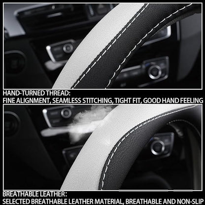 BESULEN Car Steering Wheel Cover, Soft Leather Steering Wheel Protector, Universal Non-Slip Steering Wheel Covers, Comfortable Grip Sweat-Absorbent, Automotive Interior Accessories