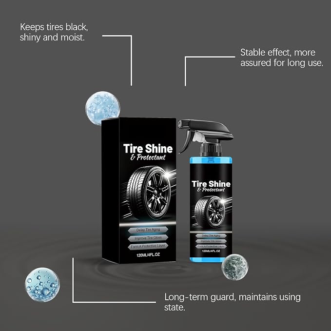 No-Wipe Tire Cleaner & Dressing Spray – Restores Deep Matte Black Finish, Protective Shine with Long-Lasting Rain-Resistant, Dry-to-Touch Formula