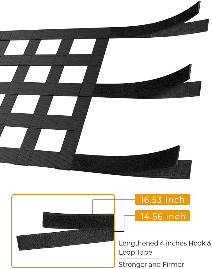 JOYTUTUS Mesh Cargo Net Roof Storage Netting Hammock Roll Cage Bar Restraint for 1987-2026 Wrangler YJ TJ JK JL & Gladiator JT