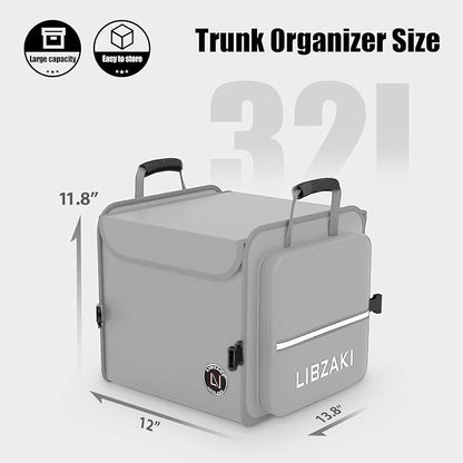 LIBZAKI Car Trunk Storage Organizer, Collapsible Trunk Storage Box for Car Truck SUV-Gray