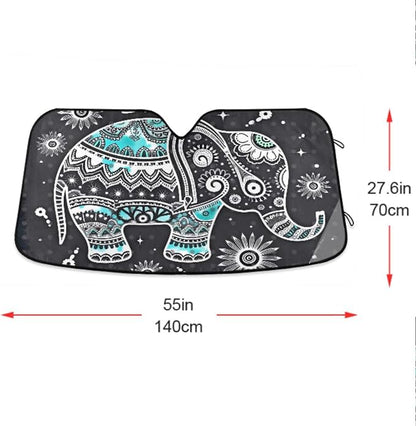Elephant Window Shade for Car Elephant Windshield Sunshade Blocks UV Rays Visor Protector Indian Accordion Folding Sun Reflector Auto Sunshade for Car Truck SUV