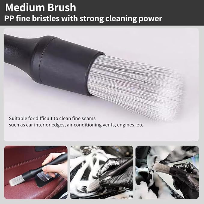 QioTceen Car Detailing Brush Set - 4-Piece Kit for Interior & Exterior Cleaning - Premium Car Wash Brush for Professional Results ﻿car Duster Interior