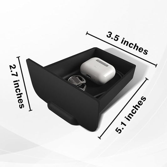 Muslogy Storage Drawer Tray Compatible with 2005-2021 Nissan Frontier Accessories Center Console Organizer Anti-Slip Cubby Silicone Insert Extra Storage Box (Fits Trims with Console Hole Only)