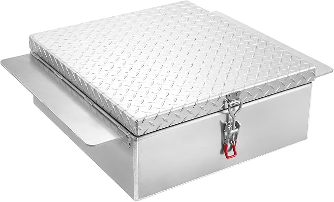 VEVOR Truck Bed Tool Box, Heavy Duty Aluminum Tool Box with Diamond Plate, Storage Toolbox Chest Organizer Supports up to 220 lbs, Ideal for Pickup, Truck Bed, RV, Trailer, 30.3 x 24 x 9 in, Silver