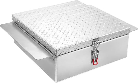 VEVOR Truck Bed Tool Box, Heavy Duty Aluminum Tool Box with Diamond Plate, Storage Toolbox Chest Organizer Supports up to 220 lbs, Ideal for Pickup, Truck Bed, RV, Trailer, 30.3 x 24 x 9 in, Silver