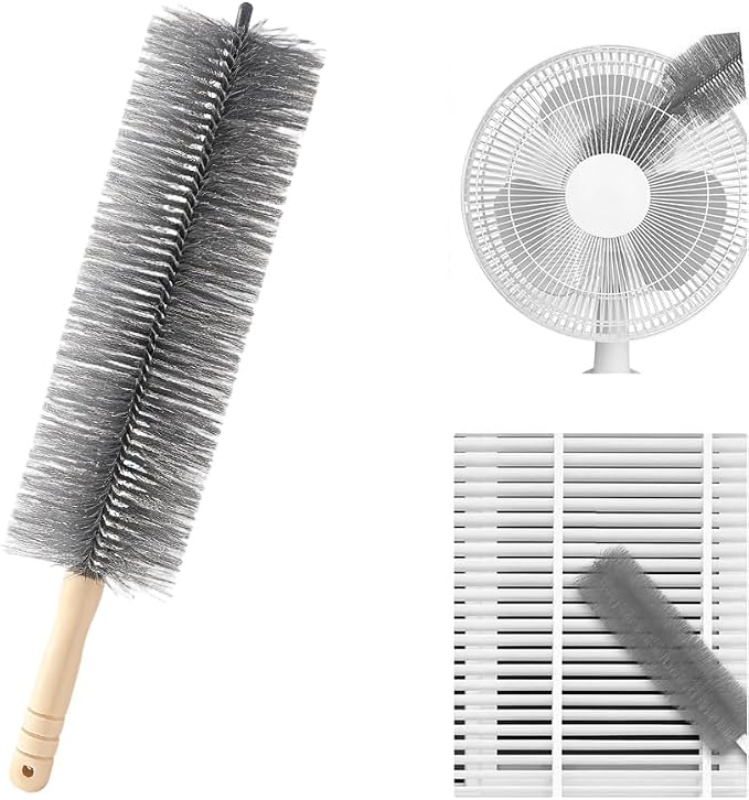 Fan Cleaning Brush, 2026 New Bendable Microfiber Head Dusting Brushes, Reusable Fan Cleaner Brush Dust Remover for Electric Fans, Air Conditioning, Car Vents and Blind，Grey：43cm