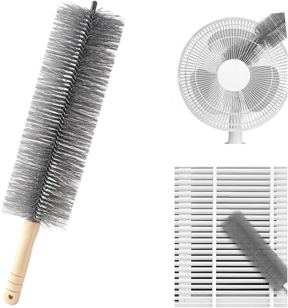 Fan Cleaning Brush, 2026 New Bendable Microfiber Head Dusting Brushes, Reusable Fan Cleaner Brush Dust Remover for Electric Fans, Air Conditioning, Car Vents and Blind，Grey：43cm