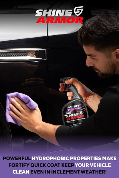 SHINE ARMOR Fortify Quick Coat - 24oz Ceramic Waterless Detailer Spray | 3-in-1 Wash, Wax & Nano-Ceramic Coating | Mirror Shine, Zero Streaks, No Dust Residue | 6-12 Month Protection | Made in USA