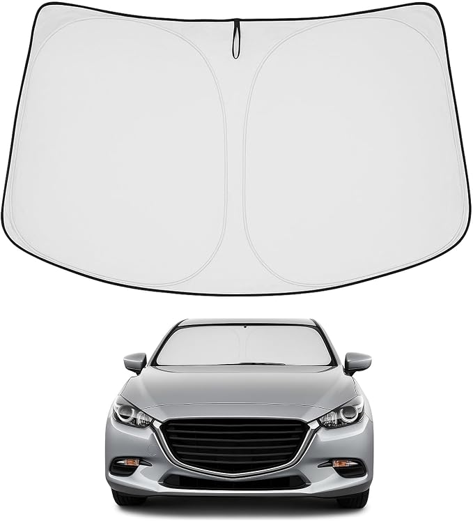 Proadsy 2026 Upgrade Front Windshield Sun Shade Foldable Sunshade Protector Custom Fit 2014-2018 Mazda 3 Accessories