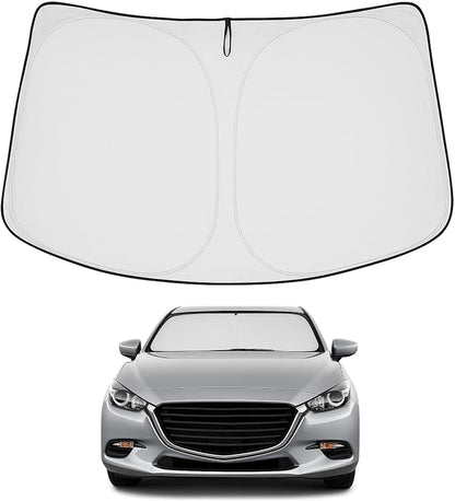Proadsy 2026 Upgrade Front Windshield Sun Shade Foldable Sunshade Protector Custom Fit 2014-2018 Mazda 3 Accessories