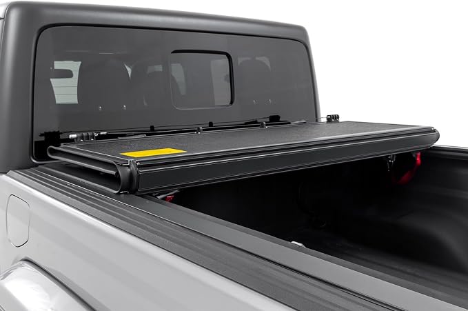 Rough Country Hard Low-Profile Tri-Fold Tonneau Cover for Jeep Gladiator JT (2020-2025) - Low-Profile Aluminum Truck Bed Cover
