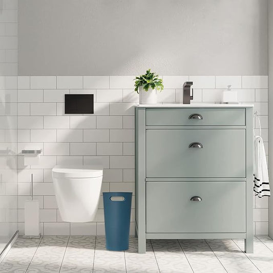 Small Trash Can Garbage Can Container Bin with Handles 3 Gallons Plastic Wastebasket for Bathrooom, Bedroom, Office, Kitchen, Laundry Room, Dorm Room - Teal Blue, 1 Pack