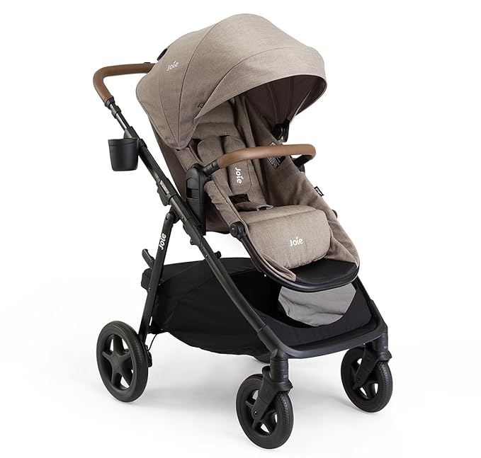 Joie Ginger and Mint Latch Travel System – 4-in-1 Travel System with Baseless Infant Car Seat & Stroller, One-click Install, From Birth Stroller (Mocha)