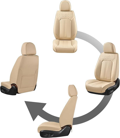 Coverado Seat Covers, Car Seat Covers Front Seats, Beige Seat Cover, Waterproof Car Seat Cushion, Front Car Seat Covers Leatherette Car Seat Protector Universal Fit Most Cars
