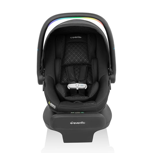 Evenflo LiteMax NXT Rear-Facing Lightweight Preemie and Infant Car Seat 3-30lbs with SensorySoothe. Easy Install with Base (Jasper Black)