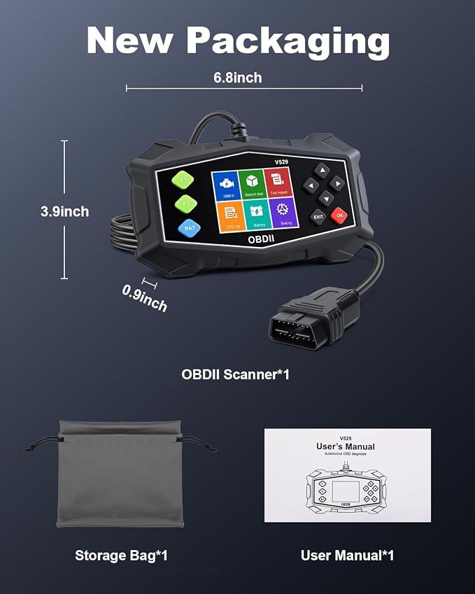 OBD2 Scanner Diagnostic Tool, EXTRACTME Car Scanner with Battery Tester, Engine Light, Data Stream, I/M Readiness, Mode 6/8, Professional Code Readers & Scan Tools for OBDII 12V Vehicles 1996+