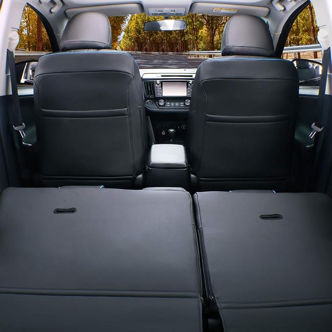 EKR Corolla Seat Covers Custom Fit for Toyota Corolla 2014 2015 2016 2017 2018 2019 L/LE Series Sedan,Leather Car Seat Cover Full Set for SUV-Faux Leather(Black with Blue Trim)