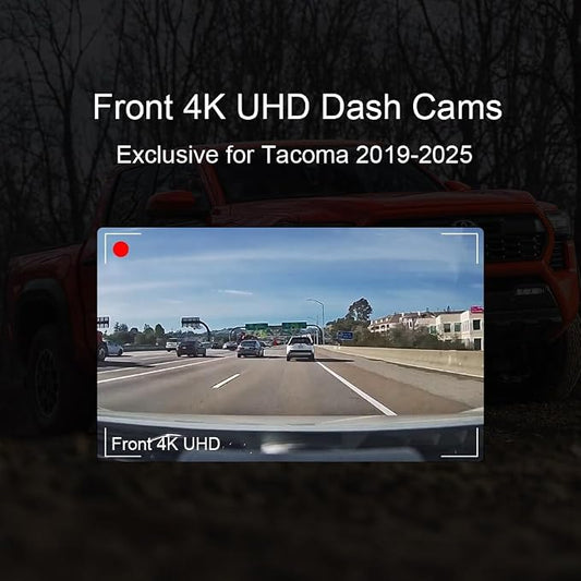 4K Dash Cam Suitable for Toyota Tacoma 2024-2025 SR SR5 TRD Sport Pre-Runner Off Road Limited & Tacoma Hybrid, OEM Look, UHD 2160P Video, WiFi & APP, Loop Recording, Plug&Play, 128GB (F10)