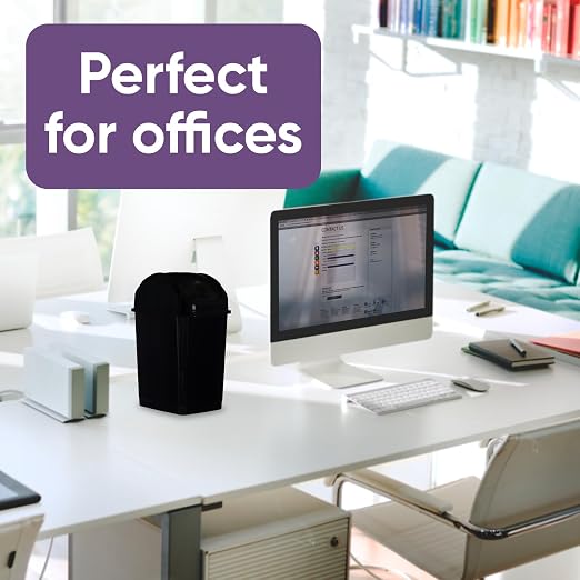 Superio Mini Desktop Trash Can with Swing Top Lid Portable Plastic Garbage Can for Countertop, Desktop, Make up Vanity, Bathroom, Car, Under Sink, Dorm Compact Waste Bin 5 L 1.25 Gal (3, Black)