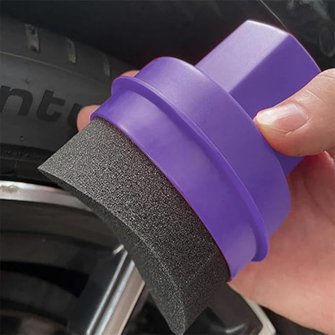 Lint-Free Curved Stiffened Sponge Tire Shine Applicator with Protective Cover, Auto Wax & Polish Detailing Tool(Curved Stiffened Sponge)